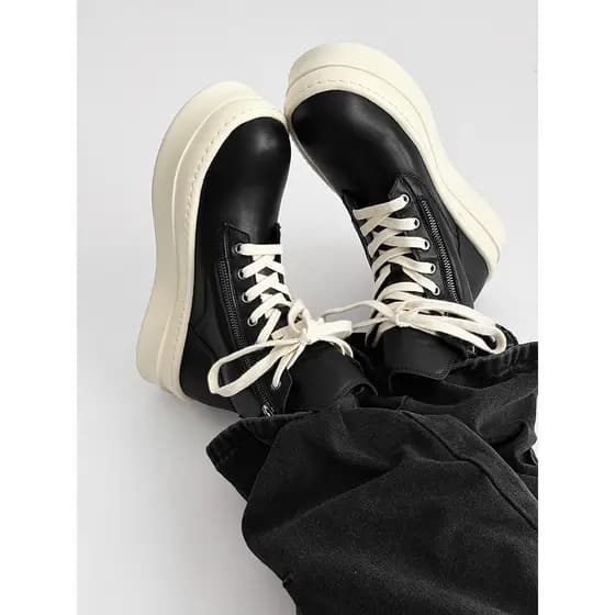 Tênis de sola grossa masculino de alta qualidade Original high-End Retro zíper Martin botas ro estilo nicho nacional na