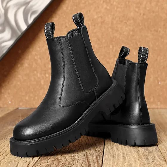 Inverno novo estilo Chelsea botas masculinas de sola grossa aumentada respirável sapatos de couro de alta qualidade esti