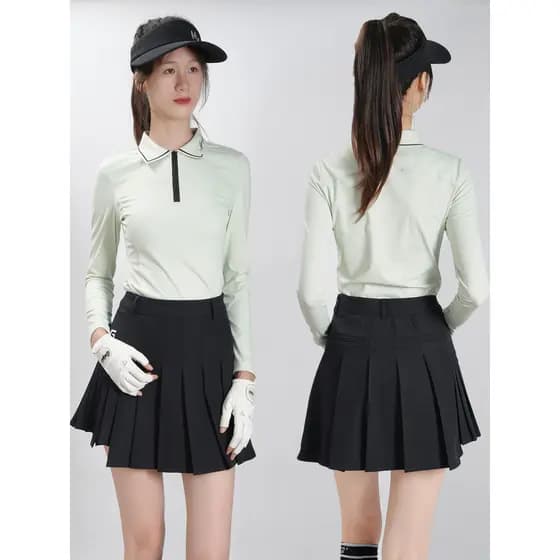 Primavera outono roupas femininas golfe camiseta de manga comprida saia terno de secagem rápida estiramento esportes lap