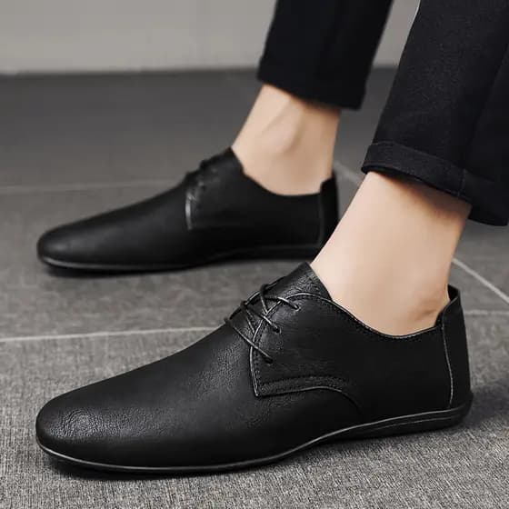 Moda outono sapatos masculinos novo estilo sapatos de couro masculino couro genuíno versão coreana sapatos na moda preto