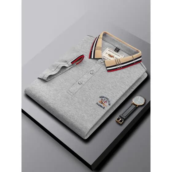 Zhudi algodão masculino de manga curta camiseta Paul polo bordado verão lapela 2026 novo estilo High-End negócios Midd