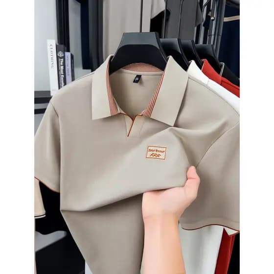 Camisa POLO de manga curta masculina 2026 novo estilo verão negócios Casual lapela topo masculino meia manga High-End me