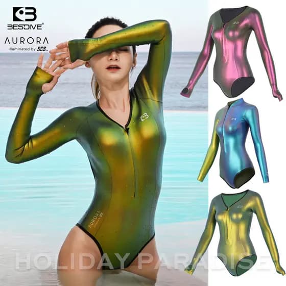 Bestdive extremamente colorido Aurora Bikini roupas molhadas 2mm terno de mergulho manter quente proteção contra frio ef