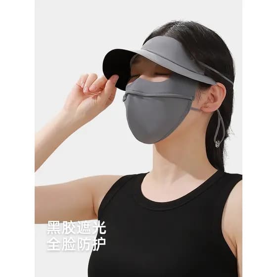 Máscara protetora solar de aba de vinil feminina verão ao ar livre Anti-ultravioleta pára-sol rosto cheio Gini respiráve