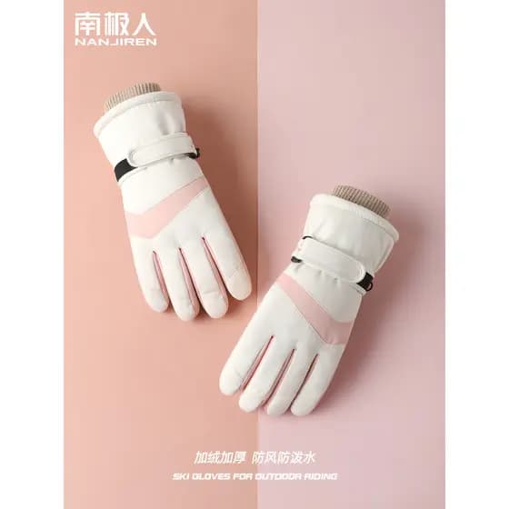 Luvas de esqui antárticas senhoras inverno tela sensível ao toque velo ciclismo ao ar livre algodão quente à prova de fr