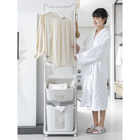 Cesta de lavanderia doméstica estilo japonês, cesta de armazenamento de roupas sujas, cesta de banheiro, cesta de plásti