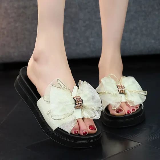 Novo estilo chinelos senhoras verão estilo fada moda versão coreana altura aumentada sola grossa antiderrapante Wear-