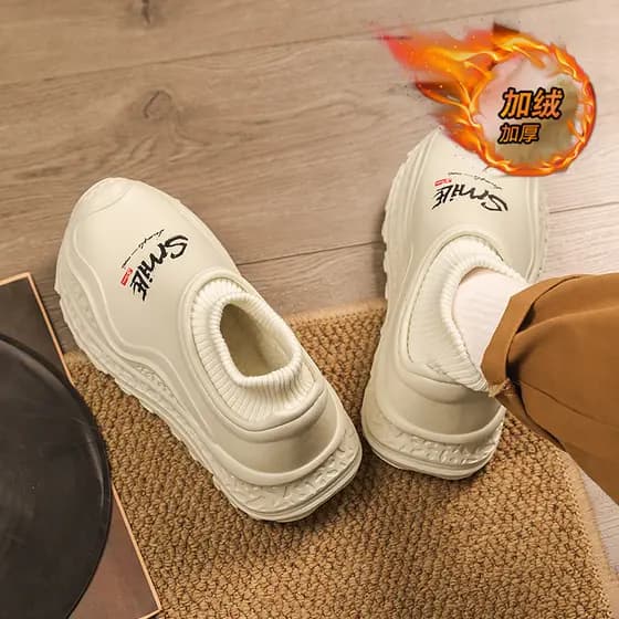 Sapatos de algodão masculinos forro de lã de inverno engrossado pele quente botas de algodão integradas à prova d'água a