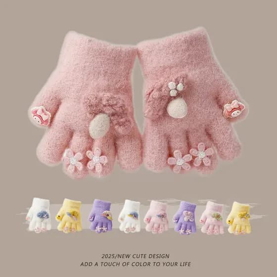 Luvas femininas para bebês de um ano, inverno, quente, à prova de frio, infantil, pequeno mês, idade, cinco F