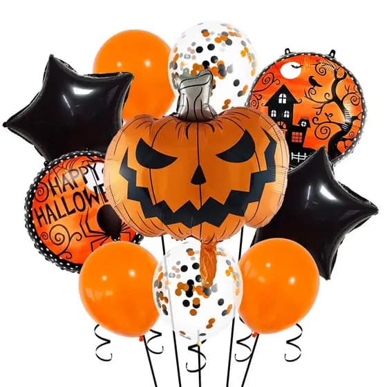 Conjunto De Balões De Halloween , Decorações De Festa Assustadoras , Arco Folha De Aranha De Abóbora Para Decoração Inte