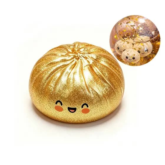 Pão Cozido No Vapor Com Glitter Dourado Squishy Sensory Fidget Toy Presente De Descompressão Para Crianças E Adultos 8 C