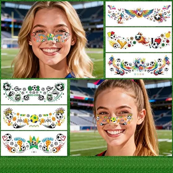 Tatuagem Temporária Copa Do Mundo 2026 Adesivo Facial Brasil Torcedor Canarinho À Prova D'água Maquiagem Festa Kit