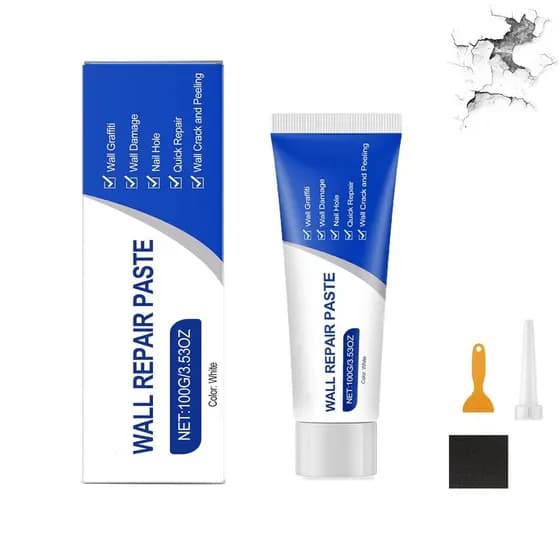 Kit de Reparação de Furos em Drywall, Agente de Reparação de Paredes de Secagem Rápida Branco, com Espátula, Pasta de Re