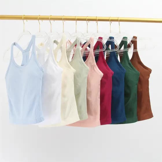 Com almofada no peito colete de yoga feminino curto à prova de choque roupas de Fitness de secagem rápida magro-ajuste c