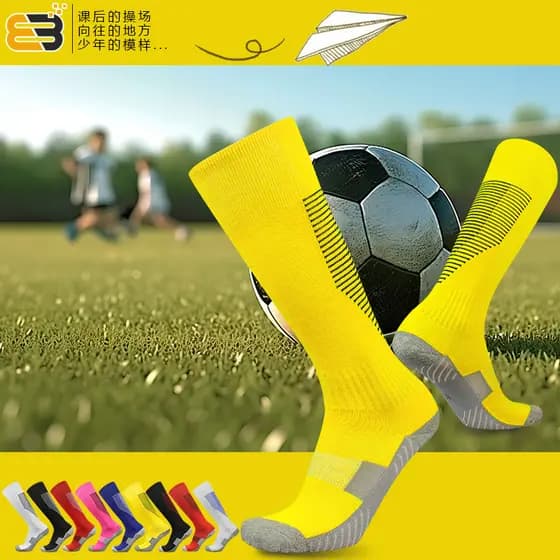 Meias de futebol crianças homens mulheres adolescentes tubo de comprimento médio engrossado toalha inferior antiderrapan
