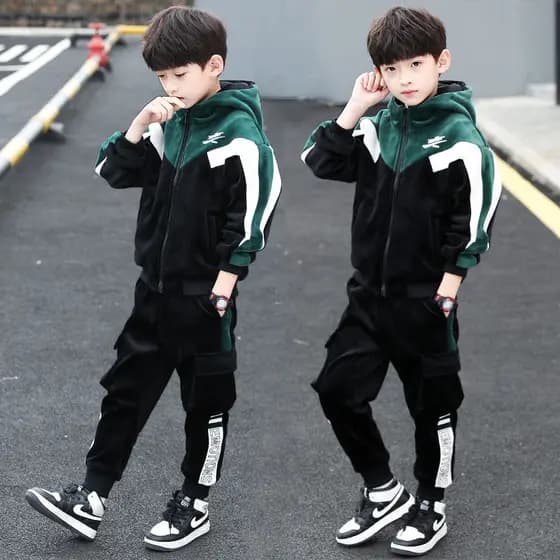 Crianças roupas meninos ternos de inverno 2026 novo estilo médio grande crianças outono inverno meninos moda ouro veludo