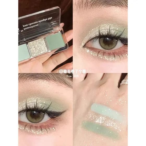 Verão na minha pálpebra!Paleta de sombras de três cores Manbe verde menta 2026 novo estilo série legal feminina de venda