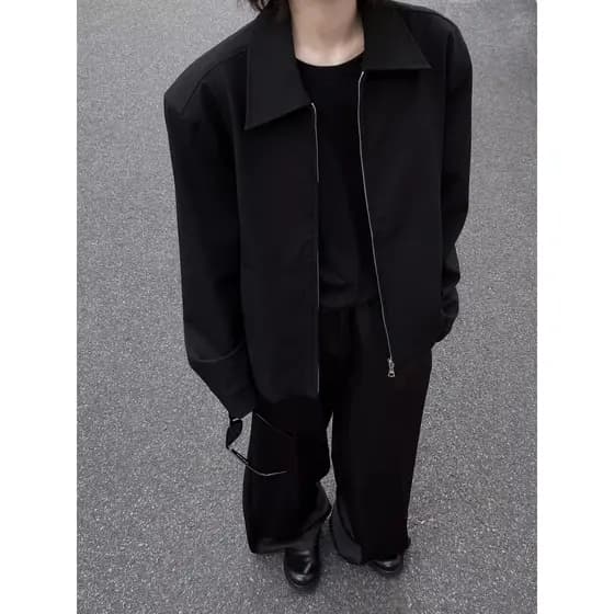 Preto cleanfit ombreiras jaqueta curta masculina na moda High-End primavera outono novo estilo Street Wear jovem jaqueta