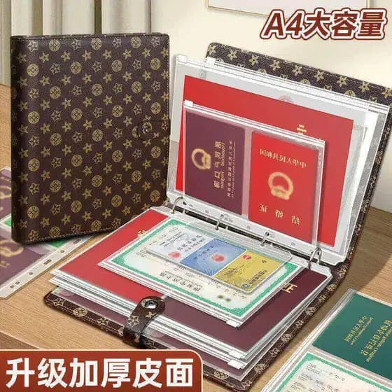 Porta-cartões de couro grosso, bolsa de armazenamento de documentos, certificado de nascimento de bebê, certificado de l