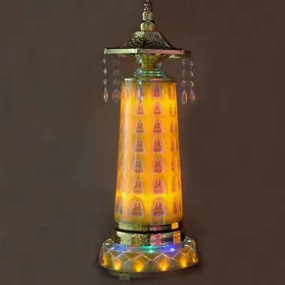 Led lâmpada de lótus rotativa pagode roda lâmpada para buda lâmpada buda Hall Changming lâmpada elétrica rotativa santuá