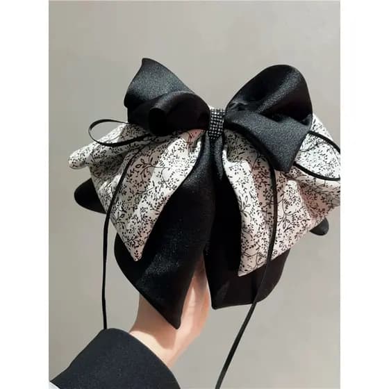 2025 novo estilo tecido Floral arco rabo de cavalo clipe de cabeça traseira cocar elegante meia gravata grampo de cabelo