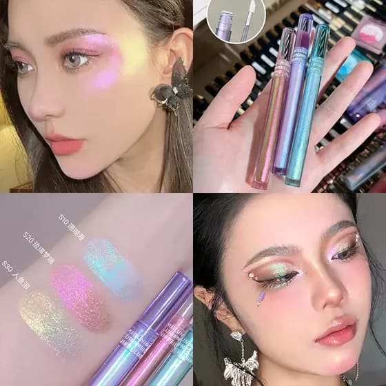 Maquiagem de palco sombra líquida brilhante cristal fino brilho perolado deitado bicho da seda caneta super glitter líqu