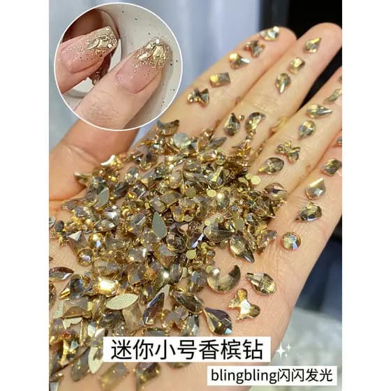 Champanhe Manicure diamante jóias de diamante 2024 novo estilo jóias de unhas decoração influenciador de diamante venda