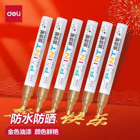 Deli Golden Paint Pen Ano Novo Chinês Ano Novo Caneta Graffiti DIY À Prova D 'Água Não Desbotado Marcador Branco Marcado
