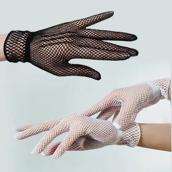 Ultra-fino respirável luvas de renda feminina verão malha elástica elegante protetor solar Fishnet gaze etiqueta nupcial