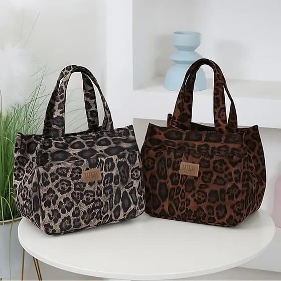 Grande capacidade moda nicho Design sacola feminina 2026 bolsa Casual versão coreana moda isolamento térmico leopardo im