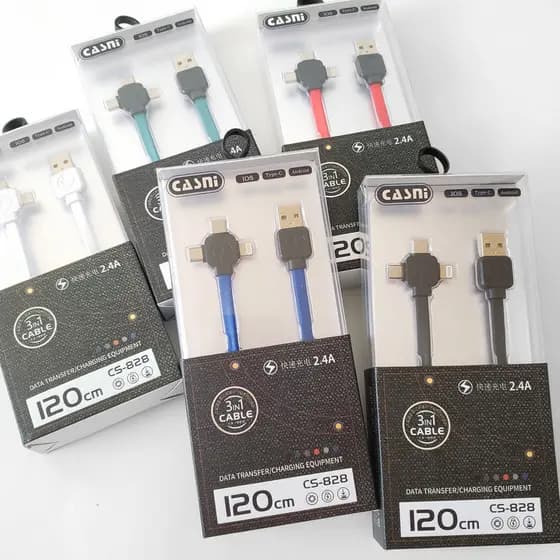 Cabo de dados três em um iPhone iPhone Huawei tipo-c Android Cabo de carregamento rápido de um para três carros