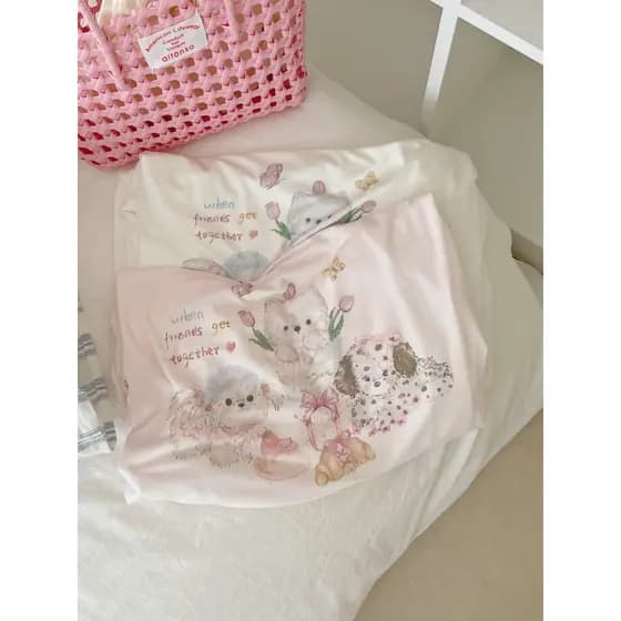 Filhote de chá da tarde |Pijama Modal feminino verão fino rosa fofo doce solto pijama macio feminino