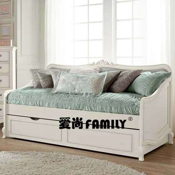 Sofá-cama Pastoral europeu de madeira maciça, americano, simples, preguiçoso, sala de estar, sofá, cama de armazenamento