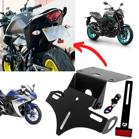 Suporte De Placa MT03 R3 Articulado Eliminador De Rabeta Retratil Yamaha MT 03 R-3 2015 a 2027