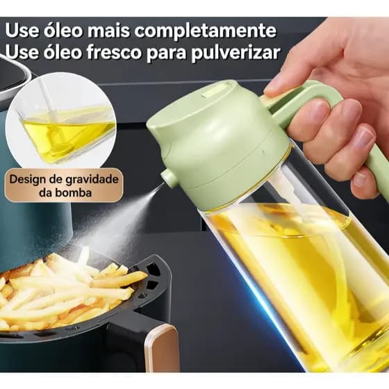 Azeiteiro Vinagreiro Spray de Vidro 470ml | Botão Spray, Bico Dosador, Tampa e Alça Plástica