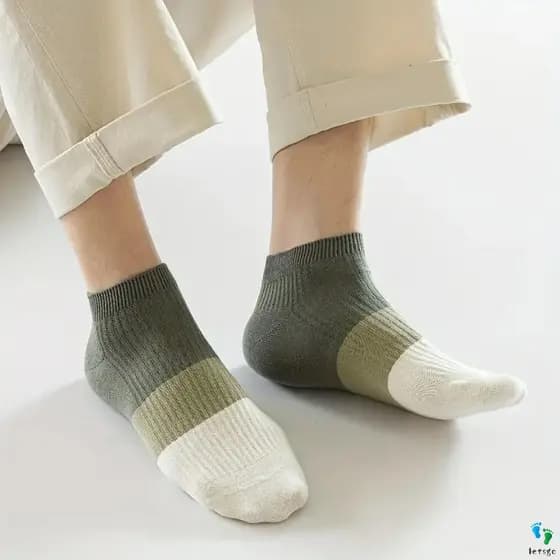 5 Pares De Meias Curtas Masculinas De Algodão Com Combinação De Cores Antiderrapantes Para Uso Casual Diário
