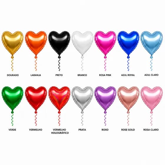 Kit 5 Balões Coração 10 polegadas 22cm Decoração Festas Aniversários Várias Cores