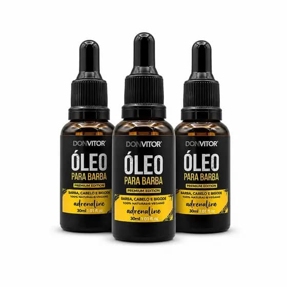 Óleo Barba Adrenaline Don Vitor Para Pelos Duros E Secos Hidratação Barba Macia kit com 3 unidades