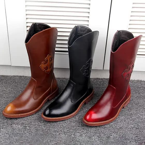 Mongol Martin botas masculinas britânicas altas botas Retro na moda botas masculinas dedo do pé apontado botas de couro