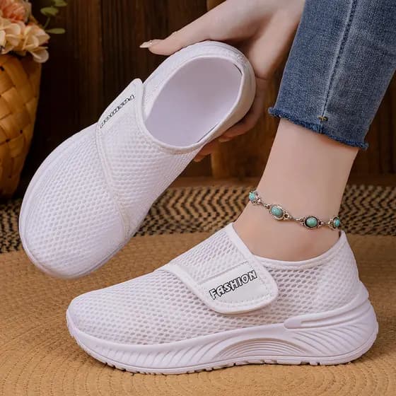 Sapatos de rede femininos sapatos casuais primavera novo estilo femininos preguiçoso Velcro respirável sapatos l