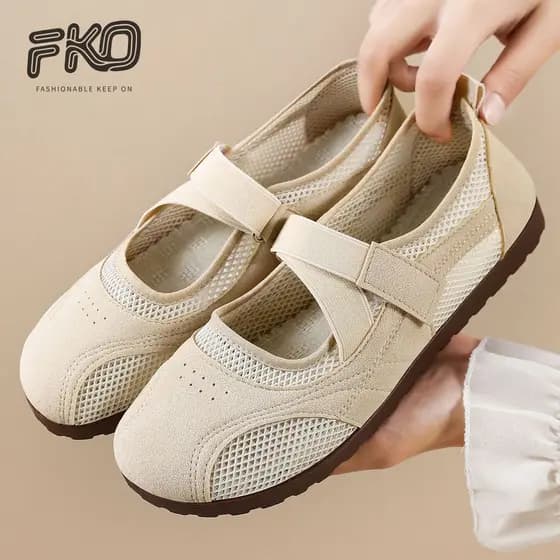 Verão novo estilo malha Velcro mãe sapatos leve respirável moda sapatos casuais sola macia superfície macia sapatos femi