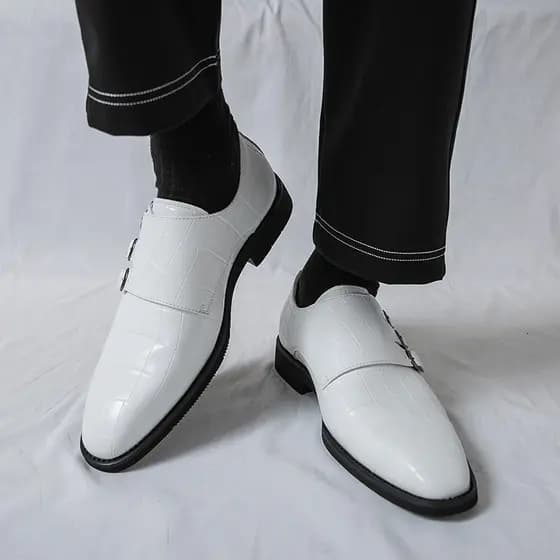 46 tamanho grande sapatos de couro branco masculino estilo britânico Formal Wear negócios Derby sapatos estúdio foto noi