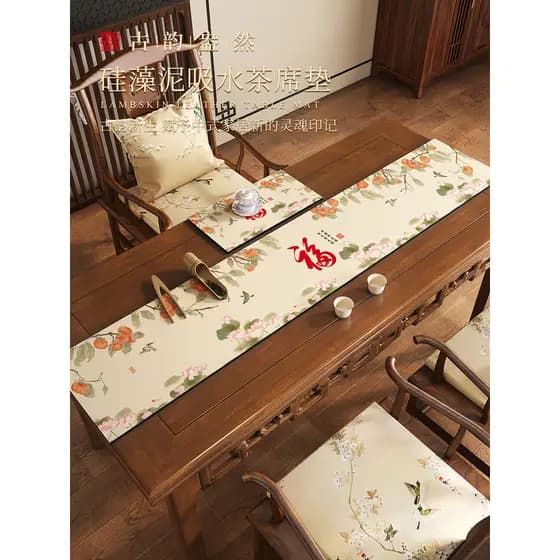 Novo estilo chinês Zen corredor de mesa lama diatomácea tira longa isolamento térmico Anti-escaldante Premium tapete de