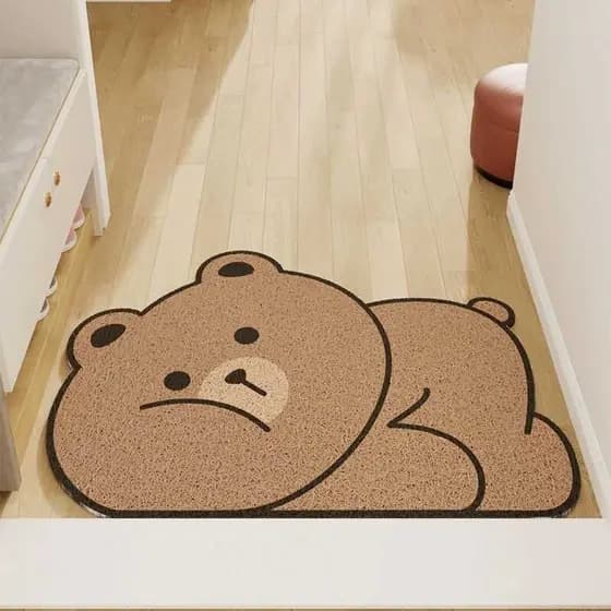 Tapete de porta de entrada de gato fofo de desenho animado, porta de entrada antiderrapante, entrada doméstica, anel de