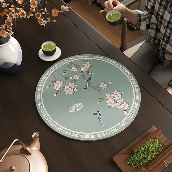 Novo estilo chinês Zen tapete de chá mesa de chá pano tapete de mesa redondo absorver água estilo chinês tapete de chá A