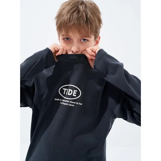 Hoo médio grande crianças meia gola alta camisa de fundo meninos manga comprida camiseta outono inverno branco crianças