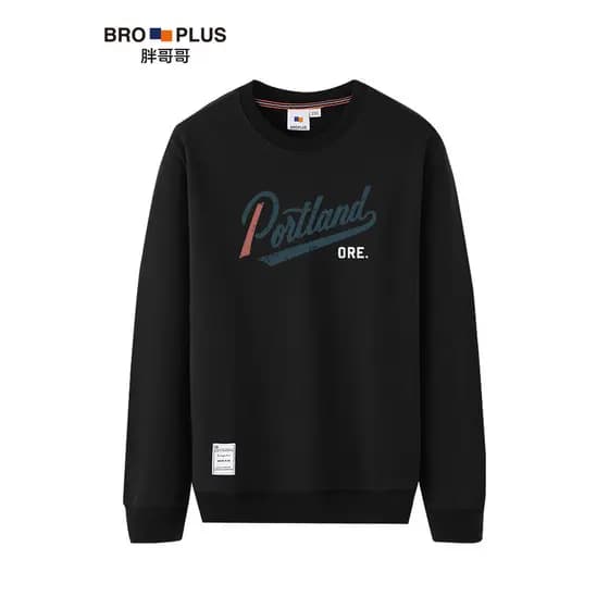 Fat Brother primavera plus Size em torno do pescoço moletom masculino mais gordura mais Casual solto inglês pulôver cami