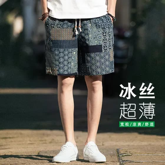 Flor shorts masculino japonês Retro Casual camuflagem praia calças cortadas casa exterior Wear shorts masculinos verão 2