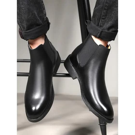 Moda Chelsea botas masculinas estilo britânico negócios Casual Martin botas de couro genuíno sapatos de couro de alta qu