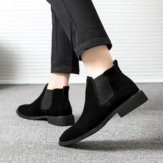 Retro Chelsea botas masculinas de veludo quente Casual Martin botas de couro genuíno sapatos de couro de alta qualidade